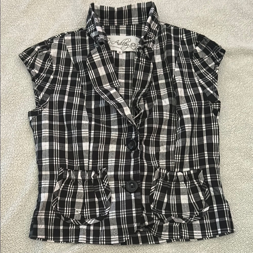 Ashley By 26 International Monochrome Plaid Shirt